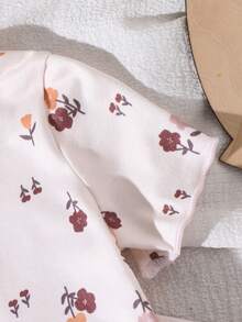 Bộ đồ mùa hè dễ thương cho bé gái sơ sinh: áo tay ngắn in hoa và quần cạp chun. - Nhiều màu - Xem 7