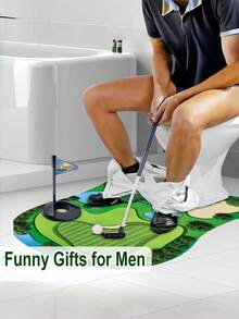 MINKOJA 厕所高尔夫游戏套装，迷你浴室推杆练习场，恶作剧礼物，送给爸爸、丈夫的趣味交换礼物，节日季生日礼物创意，必备单品 - 彩色 - 查看 3