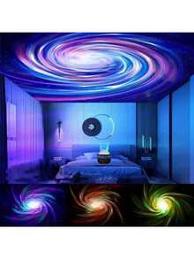 一款带遥控器的LED投影灯，多种颜色图案，星空投影，卧室夜灯投影仪，水波投影仪，星空投影仪，家庭影院天花板装饰，圣诞礼物装饰，情人节礼物，露营，婚礼装饰，浪漫夜灯。 - 1pc - 查看 6