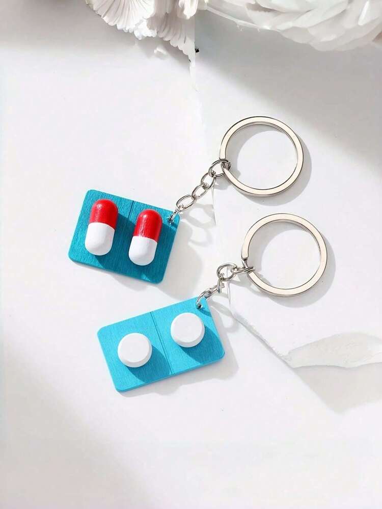 Zazumi 2Pcs Cute Mini Medicine Pill Keychain, Creative Car Charm Pendant, Cute Bag Accessory Gift For Friends, Cute Travel Gift, Funny Car Decor, Unique Present For Pharmacists, Nurses, Medical Students - Multicolor - View 10