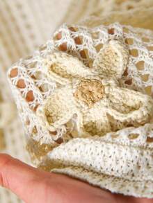 CosyJoli 时尚简约针织镂空钩花开衫 - 米色 - 查看 6