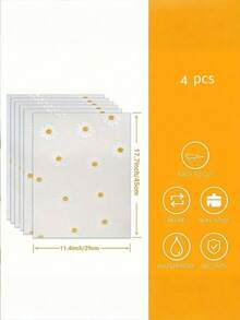 4/8pcs Waterproof Refrigerator Mat, Rectangular Moisture-Proof Mat, Washable Refrigerator Mat, Placemat, Daisy And Lemon Pattern - Daisy - View 3