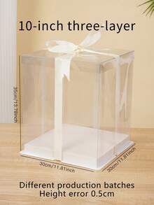 1pc White/Clear Lid Cake Box, Bakery Food Gift Box Suitable For Cakes, Pastries, Chocolates, Cookies, Pies, Birthday Parties, Weddings, Valentine's Day, Gift Packaging - Transparent Lid, Transparent Version - View 3