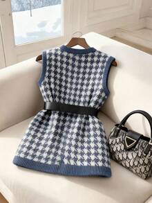 GlowEve Chaleco de punto con cuello redondo elegante para mujer - Multicolor - Ver 2