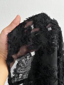 SHEIN CURVE+ 大码无袖休闲优雅法式性感优雅衬衫 - 黑色 - 查看 8