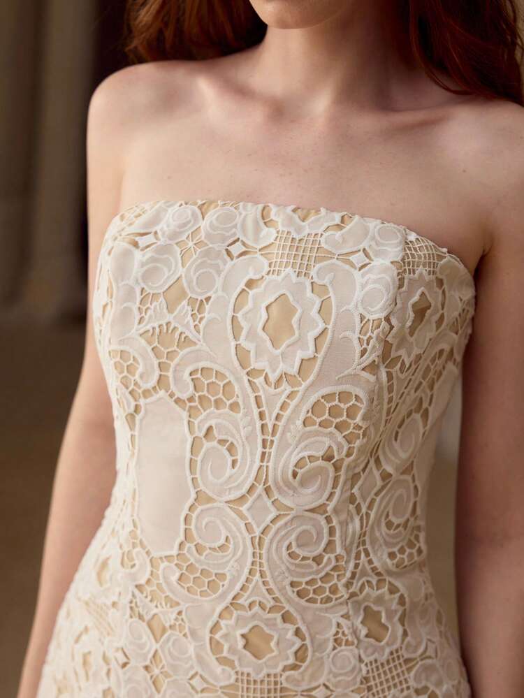 EMBROIDERY DETAILED HIGH-END TUBE DRESS, SPRING/SUMMER