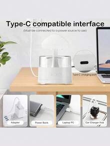 1 pieza Humidificador para el hogar, Humidificador en forma de nube de lluvia de colores, Máquina de aromaterapia con gotas de lluvia, Lámpara de ambiente para dormir, Luz nocturna en forma de nube de lluvia con 7 colores cambiantes, Adecuado para el hogar, la oficina y el dormitorio - Multicolor - Ver 5