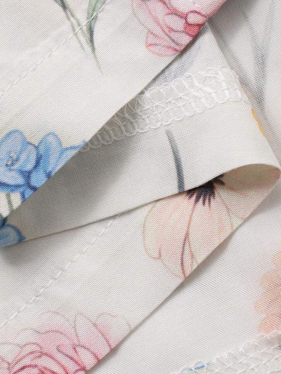 Floral Print Happy Puppy Patchwork Contrast Loose Women Robe