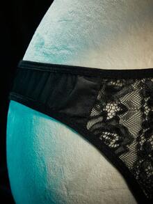 SpicyHot Women's Sexy Lace Patchwork Hollow Out Design Panties - Black - View 3