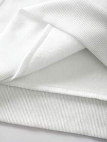 Manfinity Joysei 白色宽松男士3D洛杉矶字母印花加厚连帽衫，落肩设计，版型宽松，适合秋冬季节、户外活动和上学穿着。