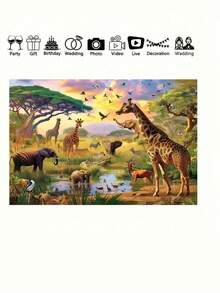 1pc Party Table Decoration Banners, Photo Props, Tropical Desert And African Jungle Wildlife Photography Backgrounds - Multicolor - View 6