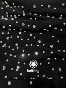 SHEIN CURVE+ 大码性感珍珠装饰休闲百搭修身裤 - 黑色 - 查看 8