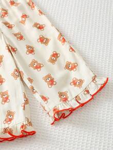 Cozy Pixies 女婴草莓图案针织软领短袖开衫和松紧腰裤两件套 - 彩色 - 查看 5