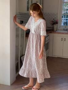 DAZY Teen Girls' Minimalist Print Short Sleeve Pajamas Summer Easter - Pink - View 2