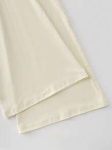 SHEIN Franclia Women's New Fashion Casual Spring/Summer/Autumn Concealed Crotch 2 In 1 Slimming Solid Color Elastic Fitted Dance Yoga Latin Flare Leggings - Apricot - View 3