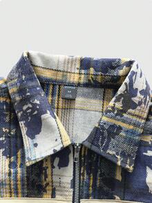 ROMWE MEN Street Life Áo sơ mi dài tay thêu dành cho nam, thích hợp mặc hàng ngày, mùa xuân/hè. - Màu xanh lam - Xem 6