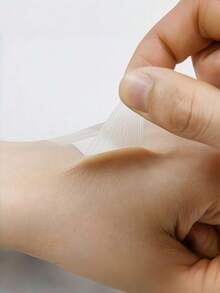 Multi-Use Transparent Elastic Tape 50pcs - Waterproof For First Aid Wound Dressing & Halloween FX Makeup, PE Material - White - View 10