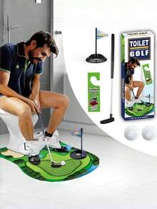 MINKOJA 厕所高尔夫游戏套装，迷你浴室推杆练习场，恶作剧礼物，送给爸爸、丈夫的趣味交换礼物，节日季生日礼物创意，必备单品 - 彩色 - 查看 1