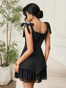 Modelyn Fashionable New Casual Black Mini Dress For Women - Black - View 2