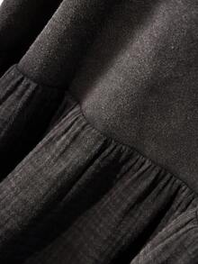 CosyJoli 大码女式优雅休闲度假水洗吊带背心，短袖上衣，纯棉休闲外套，春季女式上衣 - 黑色 - 查看 4