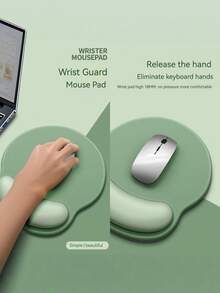 1Pc Fashionable Ergonomic Mouse Pad With Memory Foam Wrist Rest - Pain Relief Support Mouse Pad, Wrist Support For Computer, Non-Slip Silicone Gel Mouse Pad, Suitable For All Mouse Types Pad Set | Dedicated Wrist Rest For Mouse Pads And Keyboard Sets - Green - View 5