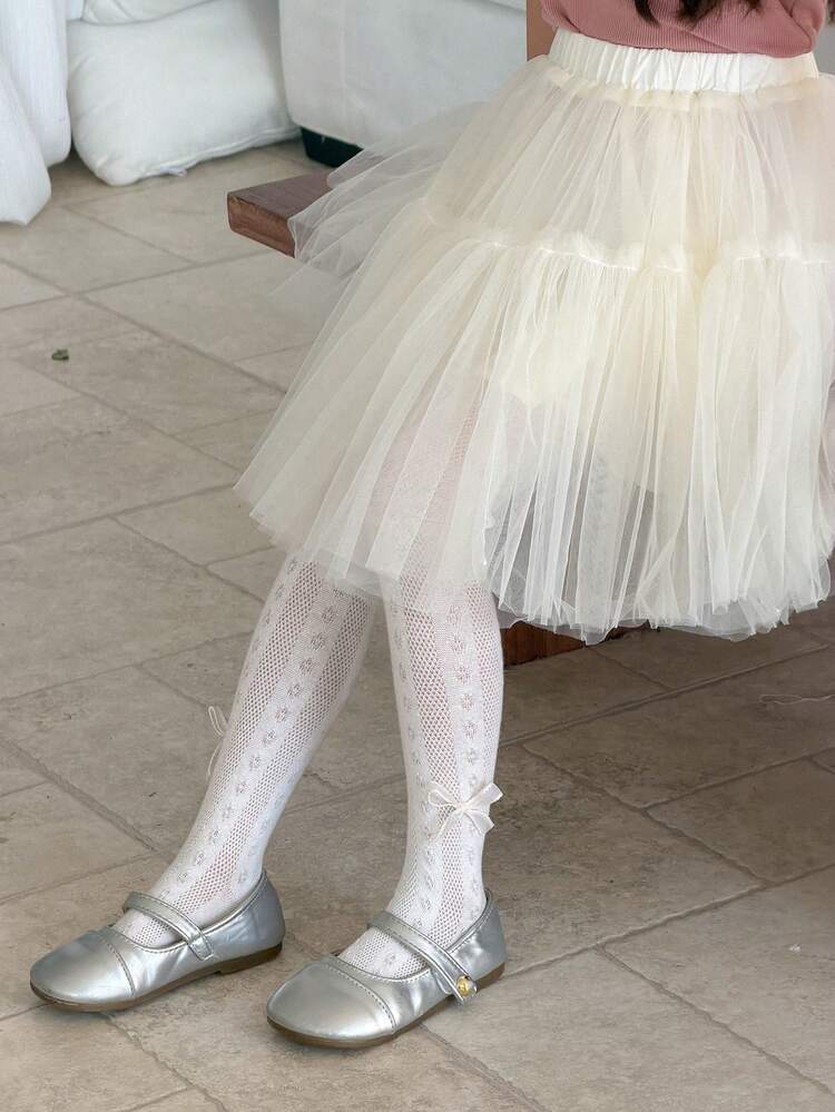Cute Bow Decor Tights, Suitable For Pairing With Skirts