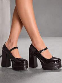 CUCCOO SZL Zapatos de tacón alto con plataforma y estilo Mary Jane en color negro, ideales para ir al trabajo, citas, fiestas y festivales. Zapatos de primavera, vacaciones de primavera, Pascua y baile de graduación - Marrón Chocolate - Ver 3