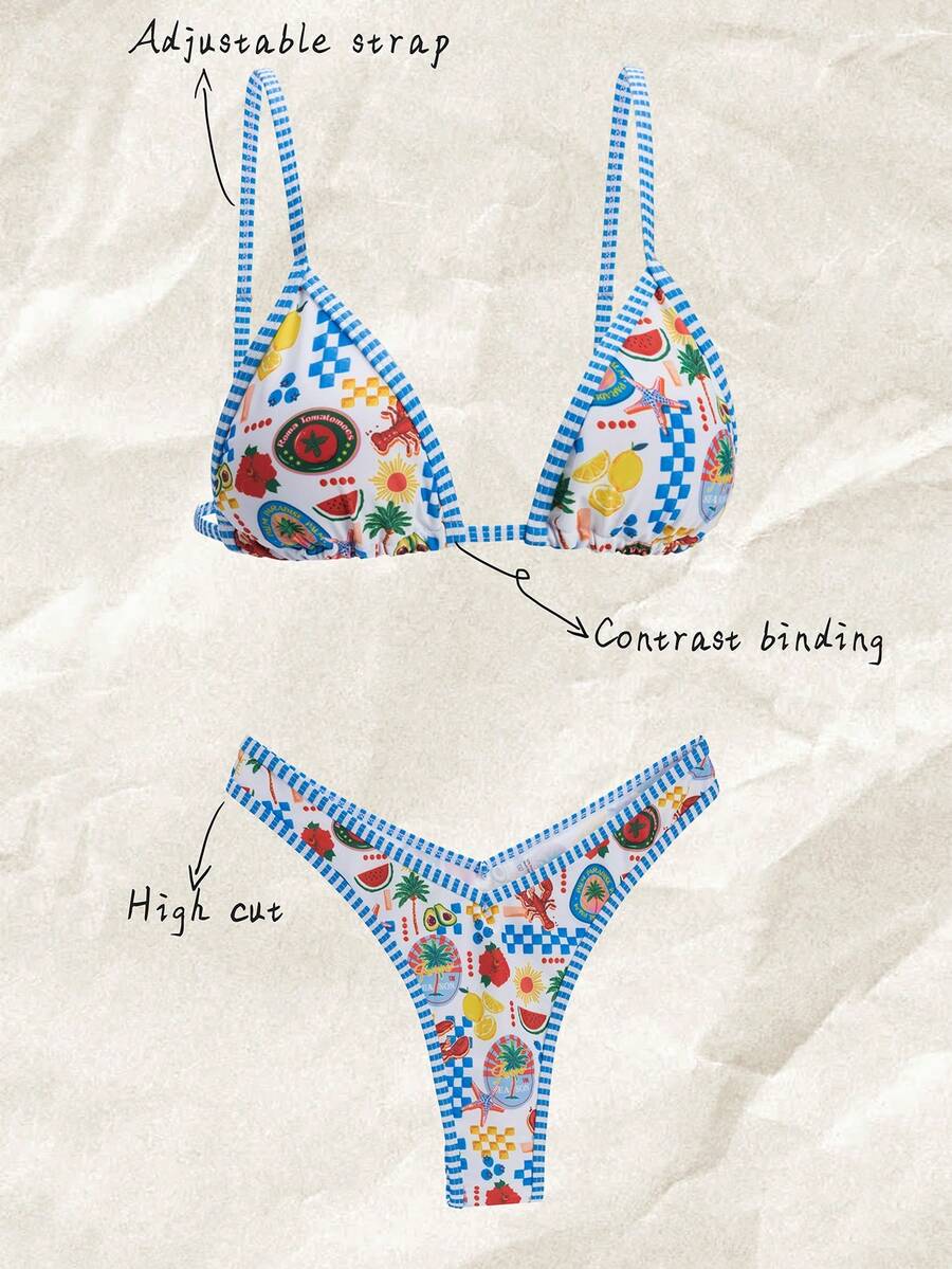 Elavelle Trang phục đi biển mùa xuân cho nữ, áo ba lỗ sọc màu ngẫu nhiên và bộ bikini quần short gợi cảm - Nhiều màu - Xem 1