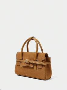 SHECARRY Women's Handbag, Versatile Brown, With Delicate Strips, A Must For Commuting - Camel - View 4