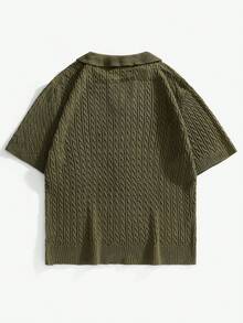 Manfinity Homme Top tricoté à manches courtes minimaliste de couleur unie pour homme - Vert - Voir 2