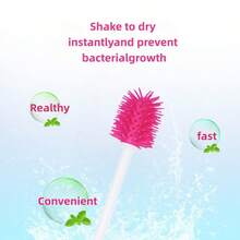 1pc Multi-Functional Silicone Brush For Cleaning Cola Bottles, Baby Bottles, Small-Mouth Bottles Flasks, And Cups. - Red and White - View 3