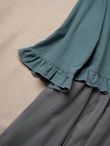 Louniche Loose Lace Chiffon Frill Trim Vacation Dress - Multicolor - View 8