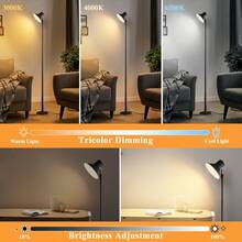 1PC 57 Inch Modern Height Adjustable Led Floor Lamp, USB Powered 3000K-6500K Brightness Dimmable Table Lamp, Indoor Multipurpose Corner Standing Light For Living Room, Bedroom, Study And Office Decor - Black - View 7