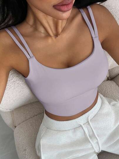 DAZY Sujetador deportivo y camiseta interior minimalista de unicolor y de peso ligero para moldear el Body de la mujer