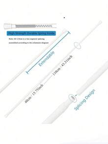 Adjustable Space Divider Rod - 2 Packs Spring Tension Rod, No Drill For Hanging Curtains, Clothes, Room Partition - White - View 13