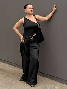 Kuleshova 女式夏季复古休闲嬉皮街头宽松军绿色裤子 - 黑色 - 查看 5