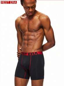 SHEIN 3条/套 男士字母弹力腰带修身透气平角内裤 - 彩色 - 查看 3