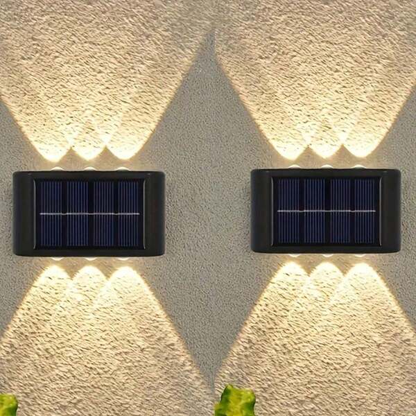 1/2PCS 6/8LED Cool/Warm Light Outdoor Solar Wall Lamp, Patio Garden Decor Sunlight Lantern