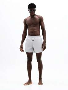 SUMWON Men Curve Hem Beach Shorts With Elastic Waistband Quick Release Summer Swimming Trunks Casual Swimwear Vacation Pool Side Pockets - Dark Grey - View 4