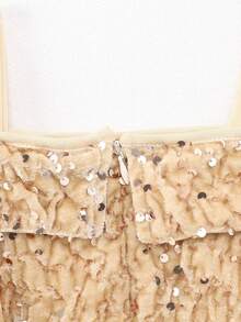 Glamorique Kids Young Girl' Elegant Charming Cute Wine Red Spaghetti Strap Off-Shoulder Gauze Waist-Cinching Mermaid Dress Formal Gown Girls Gold Maxi Dress Kids Elegant Long Dress Party Fancy Girls Dress Girls Photoshoot Dress Kids Renaissance Dress - Champagne - View 8