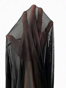 SHEIN CURVE+ Plus Size Elegant Romantic Mesh Sheer Long Sleeve Dress + Slip Dress 2 Pieces Set - Black - View 8