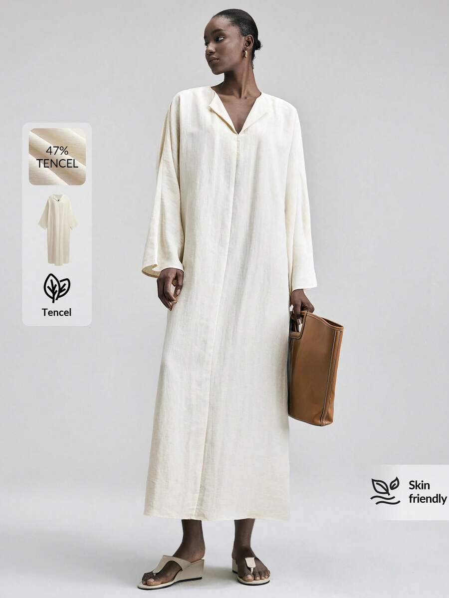 Ontre Women's Apricot Lyocell Fabric Fitted Silhouette Shoulder Long Sleeve Pleated Bow Front Elegant Wedding Guest Outfit, Minimalist Romantic French Chic Luxurious Urban Sophisticated Business Casual Office Wear, Understated Old Money Vibe High-End Airport Cruise Outfit Middle East Essential Versatile High-Quality Bridal Series Blouse - Apricot - View 1