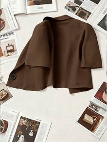 Franclia 女士休闲通勤短款西装外套 - 鏽棕色 - 查看 2