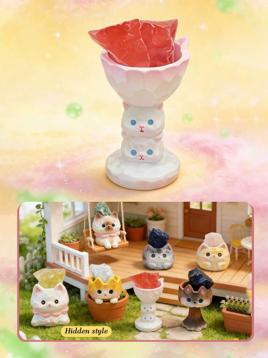 POKOJA LAND 1/6PCS New Style Pet Resin Craft Blind Box Desk Ornament Creative Collectible Figure For Home Office Decor Festival Gift Idea - Multicolor - View 1