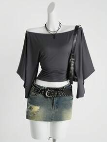 Coolane 女士秋冬音乐会锐舞节外出狂欢文艺复兴集市俱乐部露肩长袖 - 黑色 - 查看 2