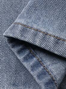 Dazy Kids Quần jeans ống rộng cạp cao, kiểu dáng thường ngày cho nữ, đã qua xử lý. - Rửa nhẹ - Xem 6