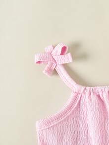 SHEIN 3件套女童夏季连衣裙，蝴蝶结吊带纯色条纹连衣裙套装，适合日常休闲穿着，女童专属连衣裙 - 彩色 - 查看 7