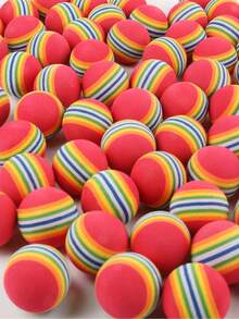 21pcs Foam Rainbow Ball Cat Toy Interactive Chase Ball Silent Solid Elastic Ball Toy Set For Pets OnlySuitable For Indoor And Outdoor Play For All Cats Colors Shipped Randomly - Multicolor - View 7