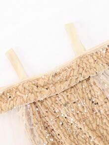 Glamorique Kids Young Girl' Elegant Charming Cute Wine Red Spaghetti Strap Off-Shoulder Gauze Waist-Cinching Mermaid Dress Formal Gown Girls Gold Maxi Dress Kids Elegant Long Dress Party Fancy Girls Dress Girls Photoshoot Dress Kids Renaissance Dress - Champagne - View 4