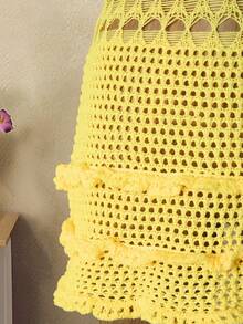 Swim Mod Áo hai dây nữ kiểu dáng trễ vai, thắt eo, có bèo nhún, thích hợp cho kỳ nghỉ biển. - Vàng nhạt - Xem 4